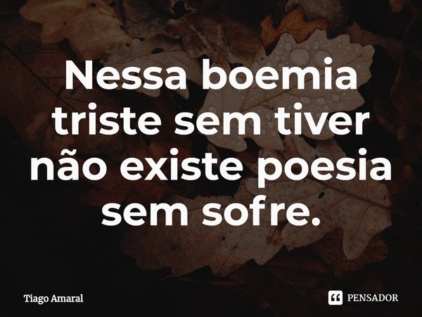 ⁠Nessa boemia triste sem tiver não existe poesia sem sofre.... Frase de Tiago Amaral.