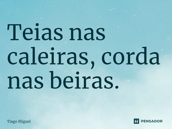 ⁠Teias nas caleiras, corda nas beiras.... Frase de Tiago Miguel.