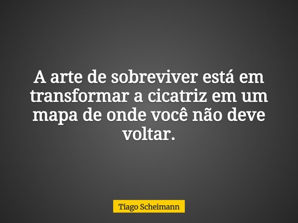 A arte de sobreviver está em transformar a cicatriz em um mapa de onde você não deve voltar.... Frase de Tiago Scheimann.