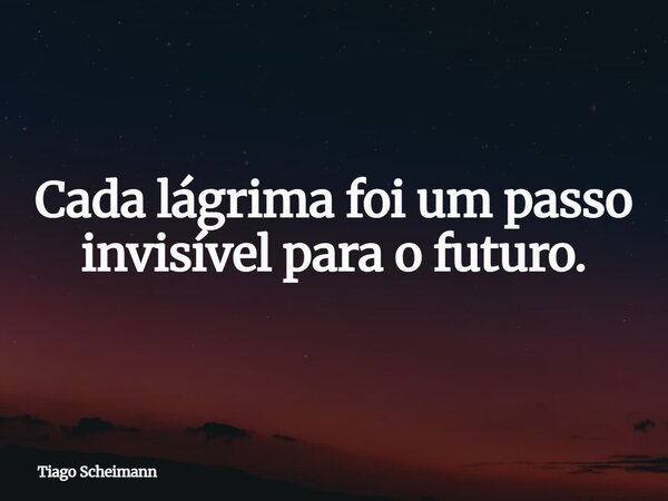 Cada lágrima foi um passo invisível para o futuro.... Frase de Tiago Scheimann.