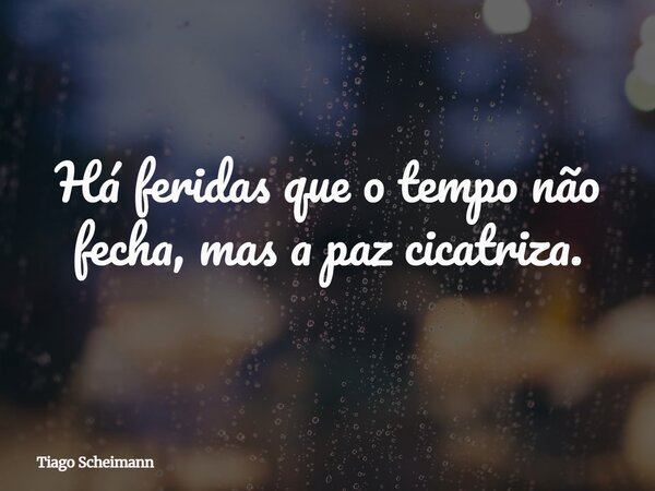 Há feridas que o tempo não fecha, mas a paz cicatriza.... Frase de Tiago Scheimann.