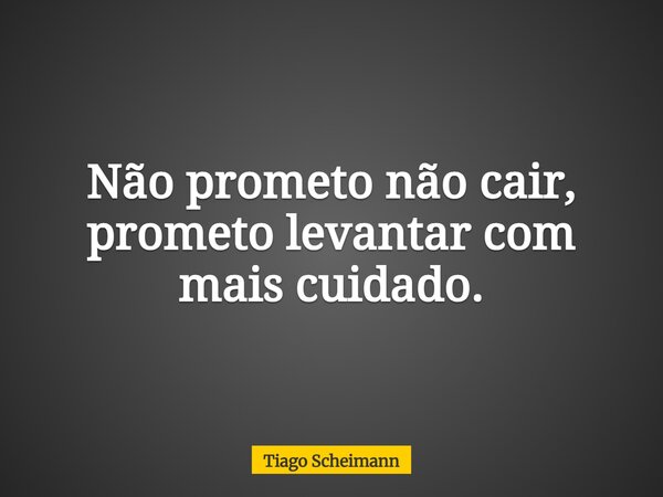 Não prometo não cair, prometo levantar com mais cuidado.... Frase de Tiago Scheimann.