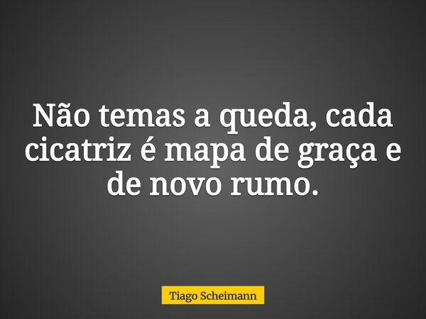 Não temas a queda, cada cicatriz é mapa de graça e de novo rumo.... Frase de Tiago Scheimann.