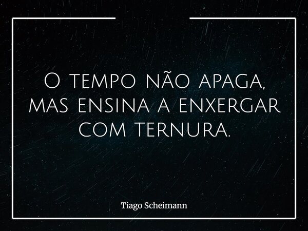 O tempo não apaga, mas ensina a enxergar com ternura.... Frase de Tiago Scheimann.