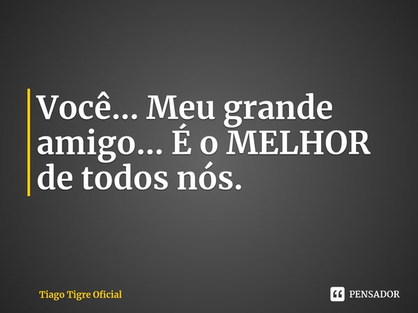 Você... Meu grande amigo... É o MELHOR de todos nós.⁠... Frase de Tiago Tigre Oficial.