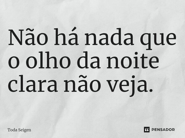 ⁠Não há nada que o olho da noite clara não veja.... Frase de Toda Seigen.