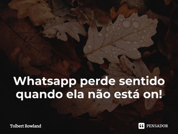 ⁠ Whatsapp perde sentido quando ela não está on!... Frase de Tolbert Rowland.