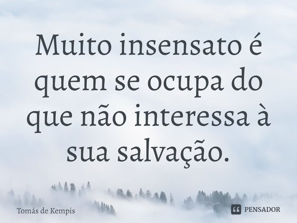 ⁠Muito insensato é quem se ocupa do que não interessa à sua salvação.... Frase de Tomás de Kempis.