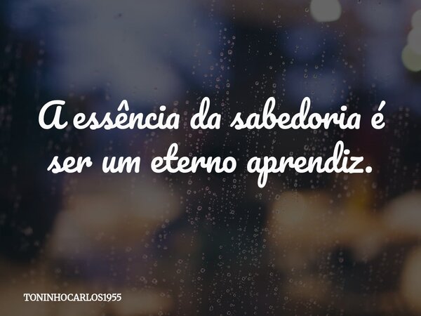 A essência da sabedoria é ser um eterno aprendiz.... Frase de TONINHOCARLOS1955.