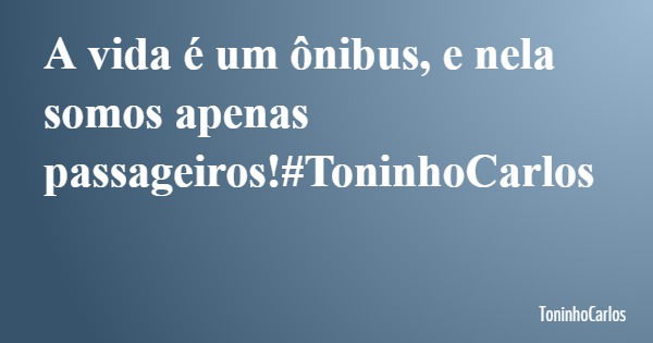 A vida é um ônibus, e nela somos apenas passageiros!#ToninhoCarlos... Frase de ToninhoCarlos.