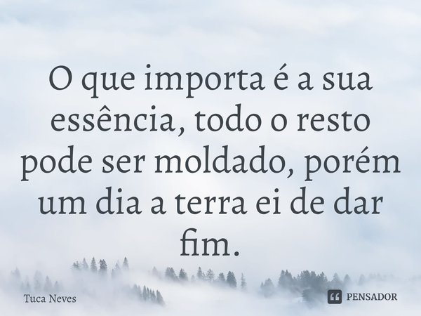 ⁠O que importa é a sua essência, todo o resto pode ser moldado, porém um dia a terra ei de dar fim.... Frase de Tuca Neves.