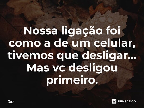 Nossa ligação foi como a de um celular, tivemos que desligar... Mas vc desligou primeiro.... Frase de Tz7.