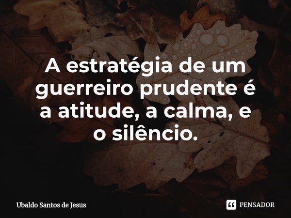 ⁠A estratégia deum guerreiro prudente é aatitude, a calma, e
o silêncio.... Frase de Ubaldo Santos de Jesus.