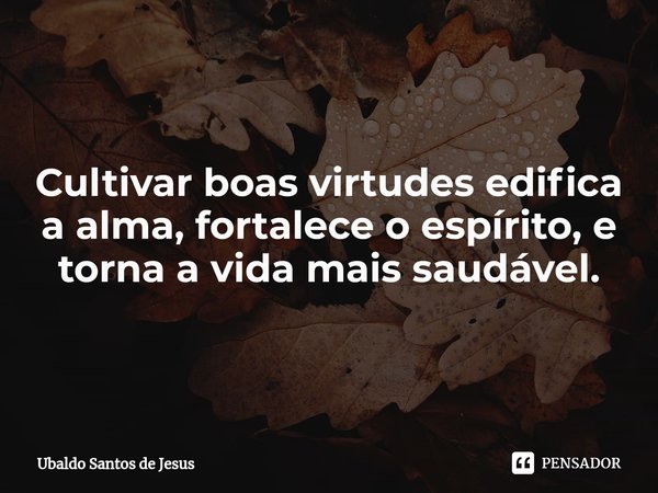 Cultivar boas virtudes edifica a alma, fortalece o espírito, e torna a vida mais saudável.... Frase de Ubaldo Santos de Jesus.