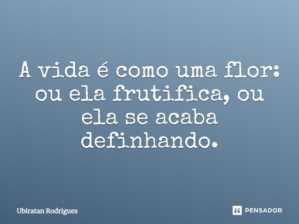 ⁠A vida é como uma flor: ou ela frutifica, ou ela se acaba definhando.... Frase de Ubiratan Rodrigues.