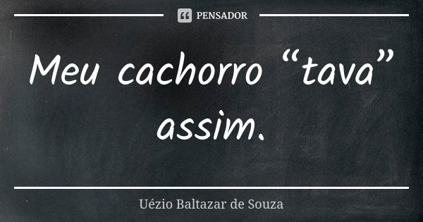 Meu cachorro “tava” assim.... Frase de Uézio Baltazar de Souza.