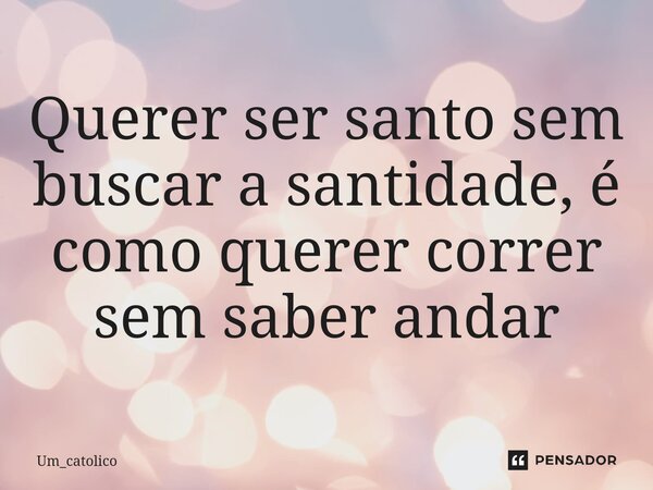 ⁠Querer ser santo sem buscar a santidade, é como querer correr sem saber andar... Frase de Um_catolico.