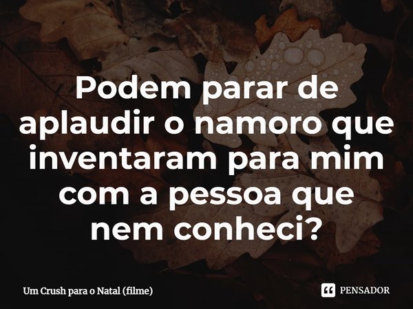 ⁠Podem parar de aplaudir o namoro que inventaram para mim com a pessoa que nem conheci?... Frase de Um Crush para o Natal (filme).