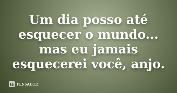 Um dia posso até esquecer o mundo... mas eu jamais esquecerei você, anjo.