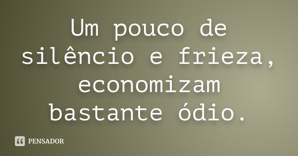 Um pouco de silêncio e frieza, economizam bastante ódio.