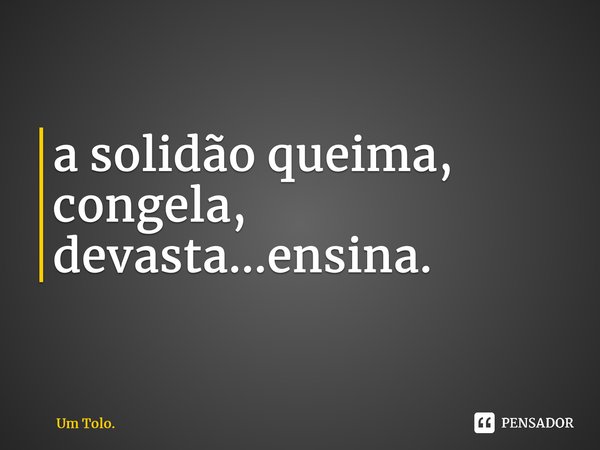 ⁠a solidão queima, congela, devasta...ensina.... Frase de Um Tolo..