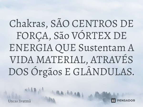 ⁠Chakras, SÃO CENTROS DE FORÇA, São VÓRTEX DE ENERGIA QUE Sustentam A VIDA MATERIAL, ATRAVÉS DOS Órgãos E GLÂNDULAS.... Frase de Uncas Jivatmã.