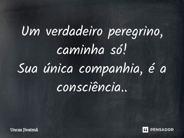 ⁠Um verdadeiro peregrino, caminha só! Sua única companhia, é a consciência..... Frase de Uncas Jivatmã.