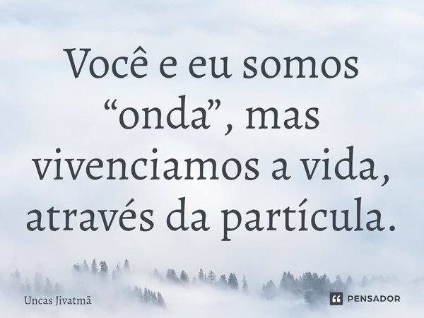⁠Você e eu somos “onda”, mas vivenciamos a vida, através da partícula.... Frase de Uncas Jivatmã.