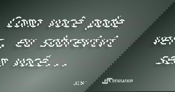 Como você pode ver, eu sobrevivi sem você...... Frase de U.N.