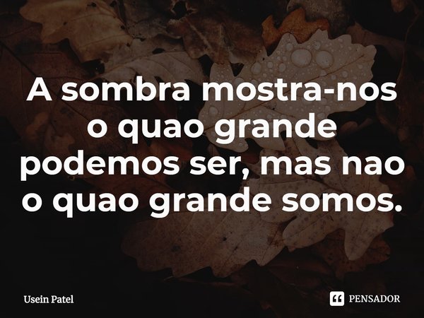 ⁠A sombra mostra-nos o quão grande podemos ser, mas não o quão grande somos.... Frase de Usein Patel.