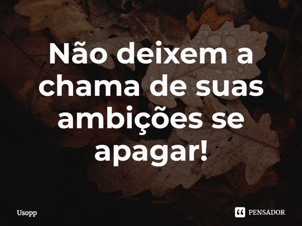 ⁠Não deixem a chama de suas ambições se apagar!... Frase de Usopp.