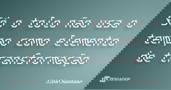 Só o tolo não usa o tempo como elemento de transformação... Frase de Uziel Santana.