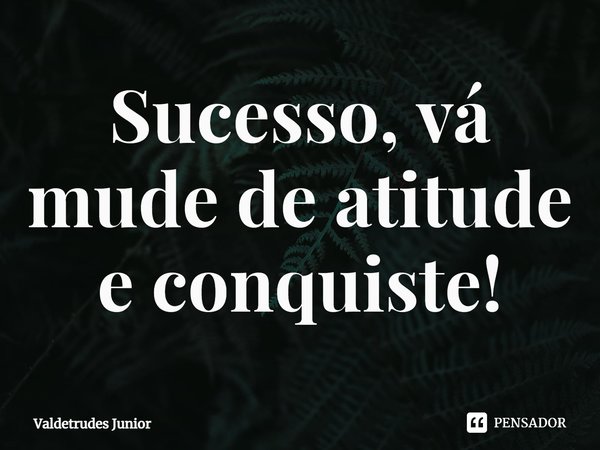 ⁠Sucesso, vá mude de atitude e conquiste!... Frase de Valdetrudes Junior.