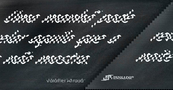 Uma manhã pode revelar aquilo que a noite não mostra.... Frase de Valdinei Arruda.