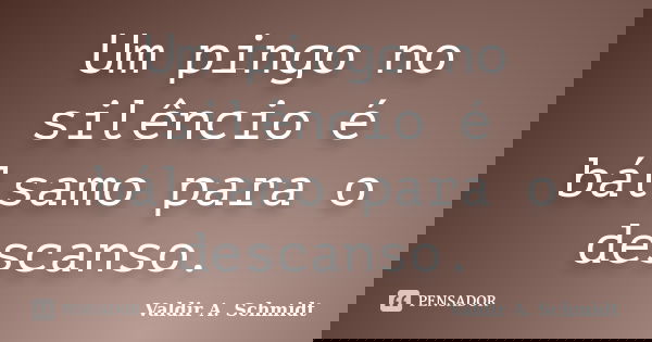 Um pingo no silêncio é bálsamo para o descanso.... Frase de Valdir A. Schmidt.