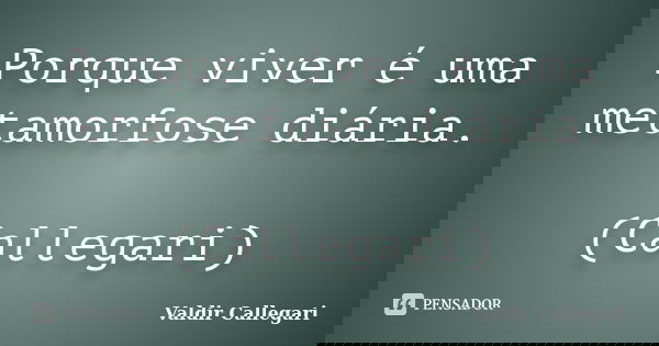 Porque Viver E Uma Metamorfose Diaria Valdir Callegari