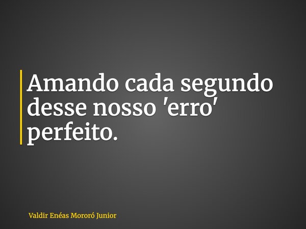 Amando cada segundo desse nosso 'erro' perfeito.... Frase de Valdir Enéas Mororó Junior.