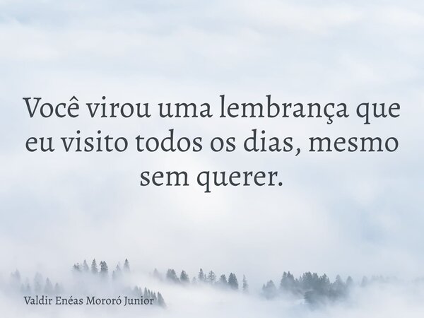 Você virou uma lembrança que eu visito todos os dias, mesmo sem querer.... Frase de Valdir Enéas Mororó Junior.