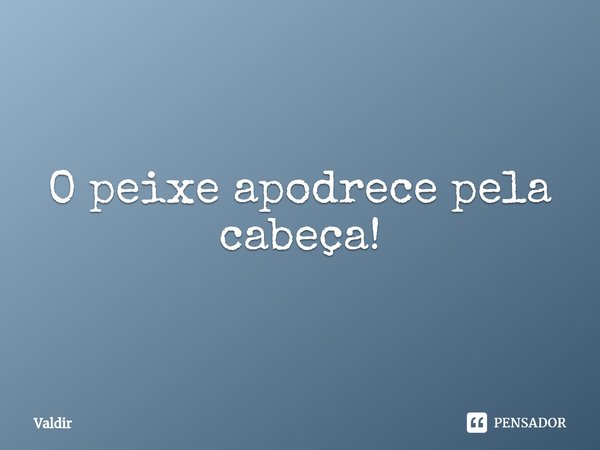 ⁠O peixe apodrece pela cabeça!... Frase de valdir.