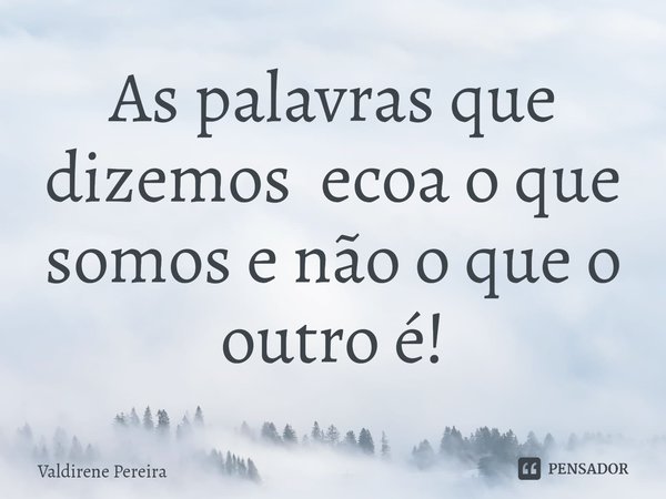 ⁠As palavras que dizemos ecoa o que somos e não o que o outro é!... Frase de Valdirene Pereira.