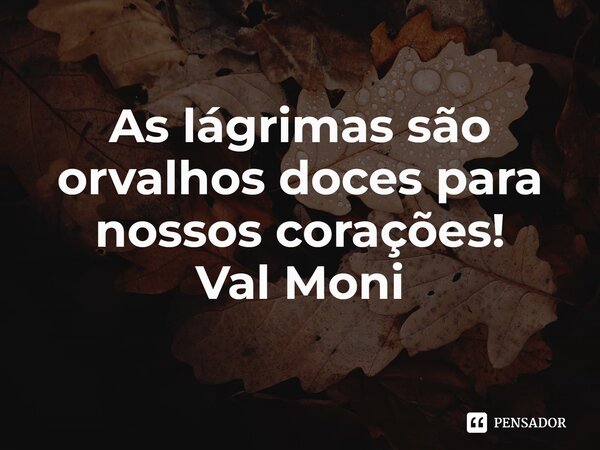 ⁠As lágrimas são orvalhos doces para nossos corações!... Frase de Val Moni.