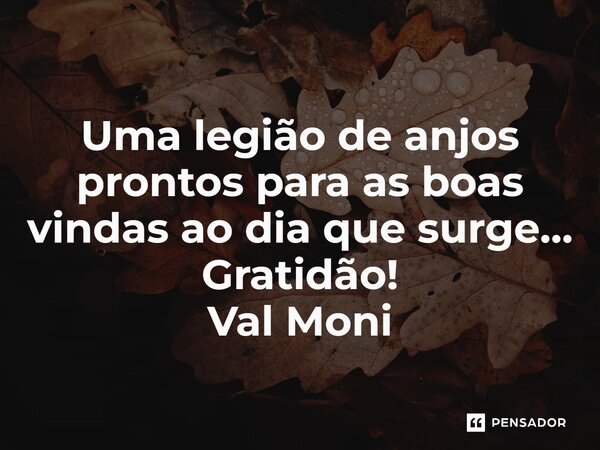 ⁠Uma legião de anjos prontos para as boas vindas ao dia que surge… Gratidão!... Frase de Val Moni.