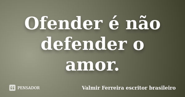 Ofender é Não Defender O Amor Valmir Ferreira Escritor Pensador 3822