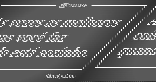 As vezes as melhores coisas você faz quando está sozinho.... Frase de Vancley Lima.