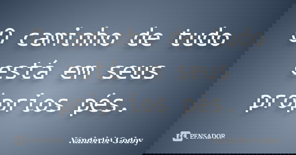 O caminho de tudo está em seus próprios pés.... Frase de Vanderlei Godoy.