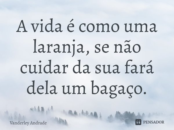 ⁠A vida é como uma laranja, se não cuidar da sua fará dela um bagaço.... Frase de Vanderley Andrade.