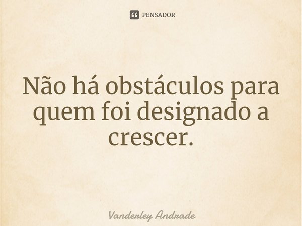 ⁠Não há obstáculos para quem foi designado a crescer.... Frase de Vanderley Andrade.