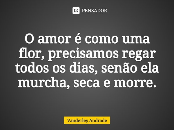 ⁠⁠O amor é como uma flor, precisamos regar todos os dias, senão ela murcha, seca e morre.... Frase de Vanderley Andrade.