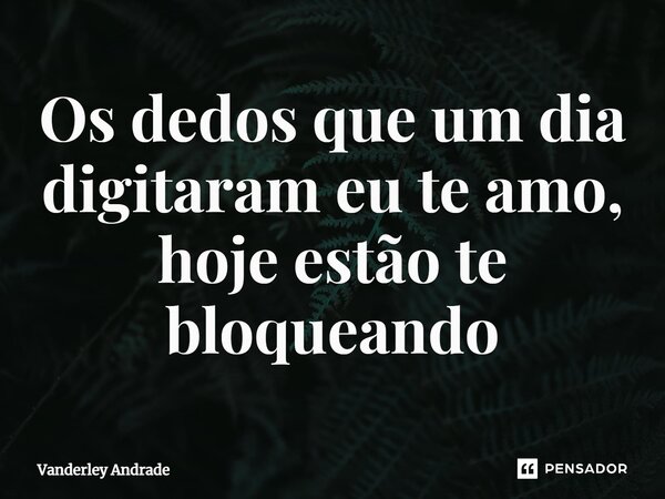 ⁠Os dedos que um dia digitaram eu te amo, hoje estão te bloqueando... Frase de Vanderley Andrade.