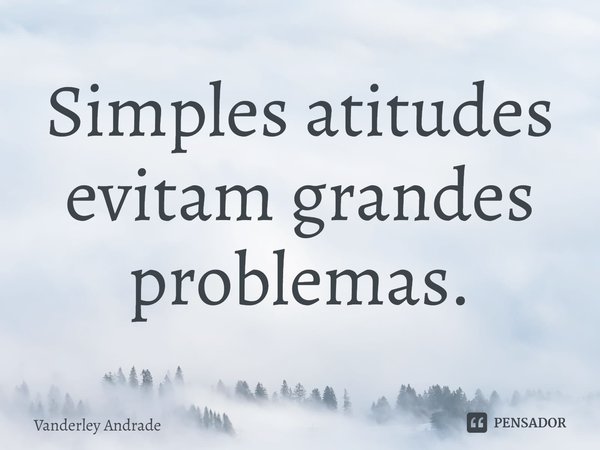 ⁠Simples atitudes evitam grandes problemas.... Frase de Vanderley Andrade.